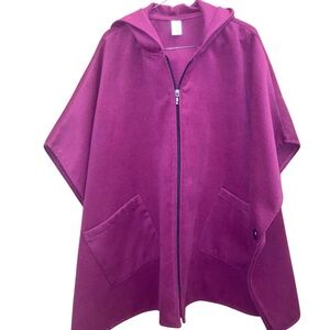 Wine colored hooded cape coat large